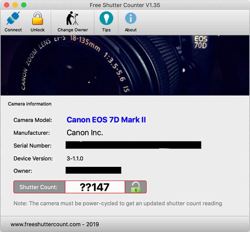 check shutter count online canon