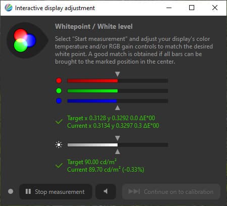 displaycal calibration for film