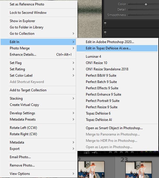 using topaz denoise in lightroom
